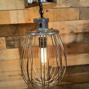 Industrial Bakery Whisk Single Ceiling Dangle Pendant Light with Vintage Edison Light Bulb