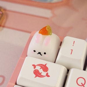 Artisan 樹脂製 かわいいストロベリーバニーキーキャップ メカニカルキーボード用かわいい ESC キー