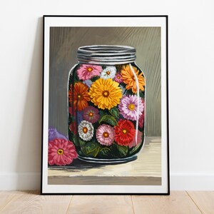 Einmachglas Wildblumen, Zen Garten, Blumen Poster, Wildblumen Sommer, Blumen im Einmachglas Wand Kunst, Wand Kunst, Wohnkultur
