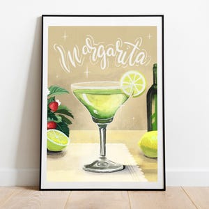 Party Signature Drink Sign, Margarita Art Print, plakat koktajlowy, dekoracja wózka barowego plakat koktajlowy, sztuka ścienna, wystrój domu