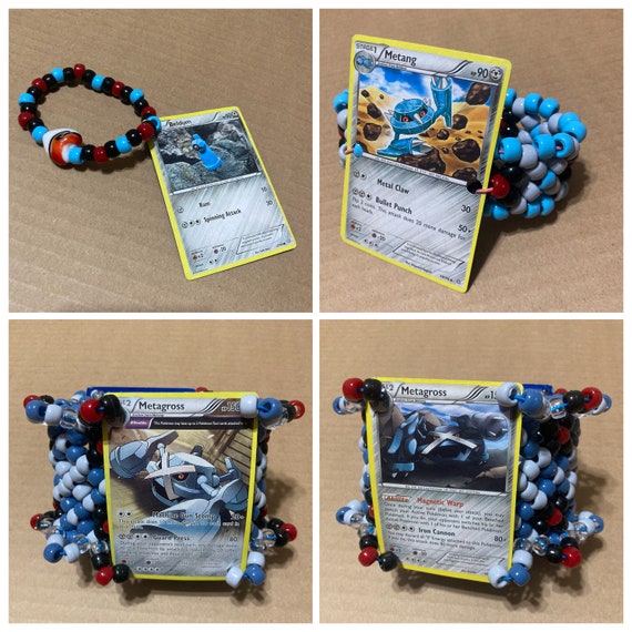 Beldum, Metang, Metagross Pokemon Cards on 3 Piece Set Kandi Cuff Bracelets  - Etsy