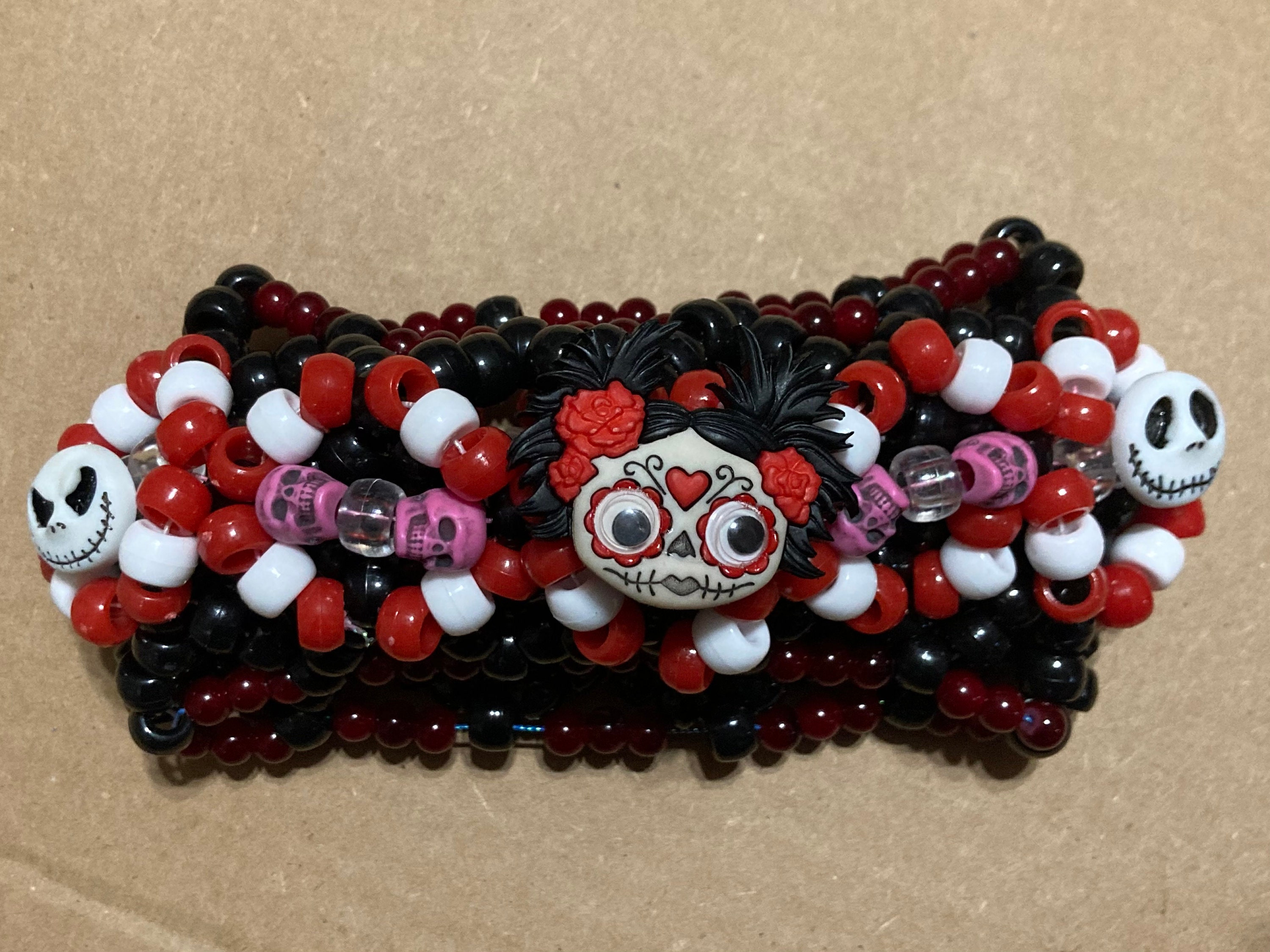 Dia De Los Muertos Skull Kandi Cuff Bracelet - Etsy