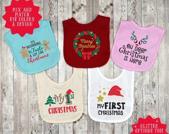 Christmas Bibs - Baby's First Christmas - Baby and Toddler Bibs - Drool Bib