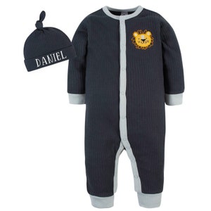 Conjunto de 2 peças Lion Take Me Home - Macacão e chapéu Lion Take Home - Roupa - Macacão e chapéu para recém-nascido - Body de hospital - Conjunto de hospital