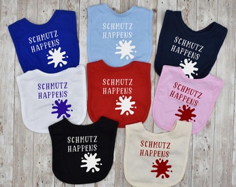Schmutz Happens Bib - Jewish Baby Bib - Yiddish Drool Bib - Craft Bib