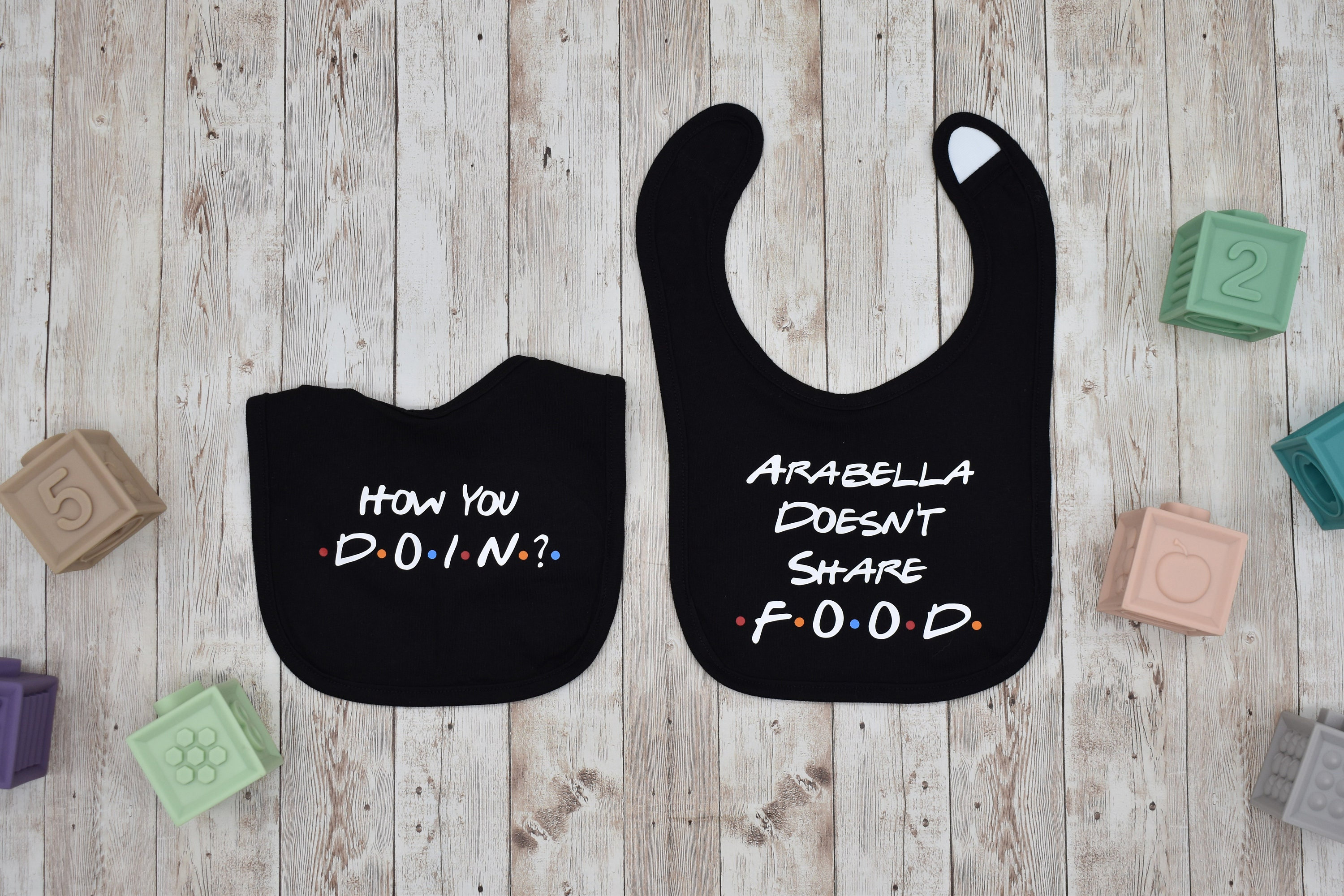 Friends Bib! - How you doin? - Doesn't share food - Friends Baby Bibs - Baby Bib - Drool Bib - Baby Shower Gift