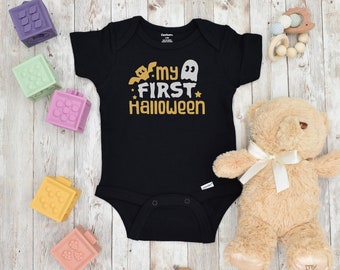 My First Halloween Onesie - Baby Bodysuit - Trick or Treat - Bats - Pumpkin - Spooky