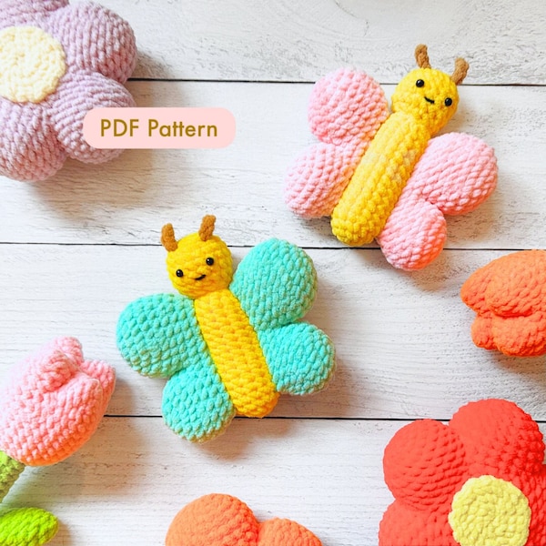 Crochet FLUFFY BUTTERFLY PLUSHIE Pattern - Home Decoration | Spring | Seasonal Decor | Crochet Amigurumi | Nature | Kids Craft | Baby | Pdf