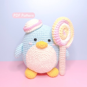 Crochet Kawaii Penguin Pattern - Lollipop Penguin | Gift For Children | Crochet Amigurumi | Valentines Day Craft | Pdf