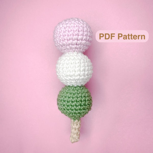 Crochet Kawaii DANGO Pattern - No Sew | Spring Simple Beginner Crochet | Almost FREE | Gift For Children | Japanese Dango | Keychain | Pdf