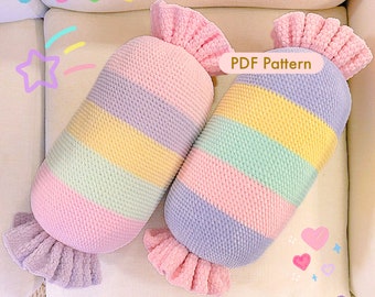 Crochet Big Cute Pastel COLORFUL CANDY CUSHION Pattern - Home Decoration | Crochet Pillow | Y2K | Pastel | Kids Craft | Easy | Baby | Pdf