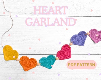 Crochet Cute HEART GARLAND Pattern | Cute Crochet Pattern | Kids Craft | Home Decor |  Gift Idea | Valentines Day | Sweet Heart | Love | Pdf