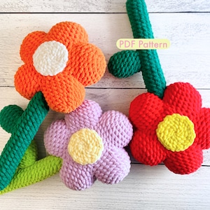 Crochet FLUFFY FLOWER PLUSHIE Pattern - Home Decoration | Seasonal Decor | Crochet Amigurumi | Gift For Children | Kids Craft | Spring | Pdf