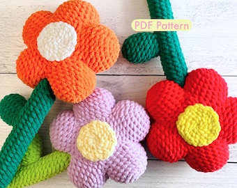 Crochet FLUFFY FLOWER PLUSHIE Pattern - Home Decoration | Seasonal Decor | Crochet Amigurumi | Gift For Children | Kids Craft | Spring | Pdf