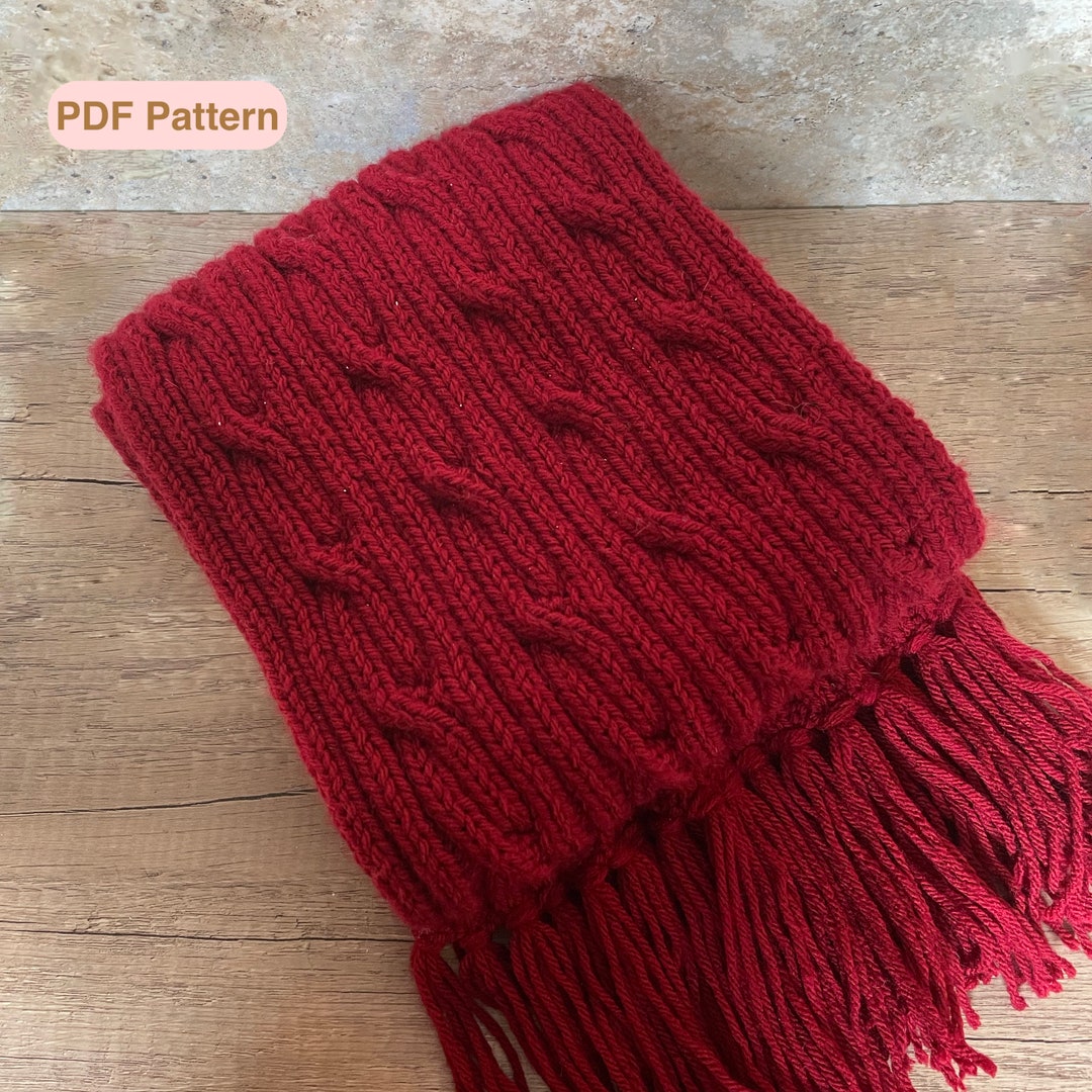 Wide REVERSIBLE CABLE SCARF Knitting Pattern Cable Scarf Knitting Pattern Christmas Gift Easy