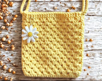 Patrón de bolso bandolera de margaritas a crochet: Bolso floral primaveral DIY (Patrón PDF)