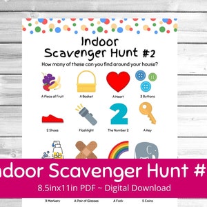 Kids&#39; Indoor Scavenger Hunt #2 Printable | Kids&#39; Activity | Indoor Game