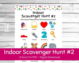 Kids' Indoor Scavenger Hunt #2 Printable | Kids' Activity | Indoor Game