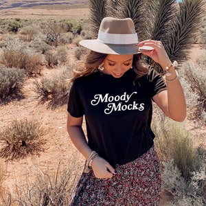 Bella Canvas Mockup | Bella Canvas 8882 Mockup | Bella Canvas Black Flowy Crop Tee Mockup | Model Mockup | Moody Mocks