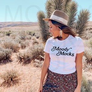 Bella Canvas Mockup | Bella Canvas 6004 Mockup | Bella Canvas Women&#39;s Slim Fit Tee | White Shirt Mockup | Model Tshirt Mockup | Moody Mocks