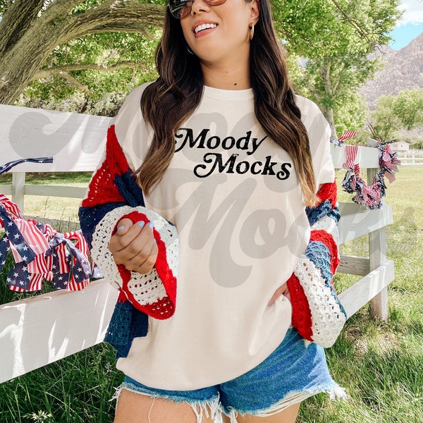 Bella + Canvas 3001 Mockup | Bella and Canvas Natural Oversized Shirt Mockup | Bella Canvas 4th of July Tshirt Mockup | Moody Mocks