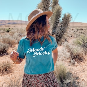 Bella Canvas Mockup | Bella Canvas 3001 Mockup | Bella Canvas Heather Deep Teal Shirt Mockup | Model Tshirt Mockup