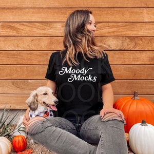 Fall Mockup | Bella Canvas 3001 Mockup | Halloween Mockup | Bella Canvas Black Shirt Mockup | Model Mockup | Moody Mocks