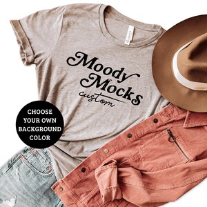 Bella Canvas 3001 Mockup | Bella Canvas Heather Grey Shirt Mockup | Tshirt Mockup | Custom Background Color
