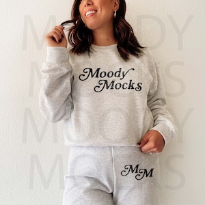 Gildan Sweatsuit Mockup | Gildan 18000 G180 Heavy Blend Sweatshirt Mockup | Gildan G182 Heavy Blend Sweatpant Mockup | Gildan Ash Mockup