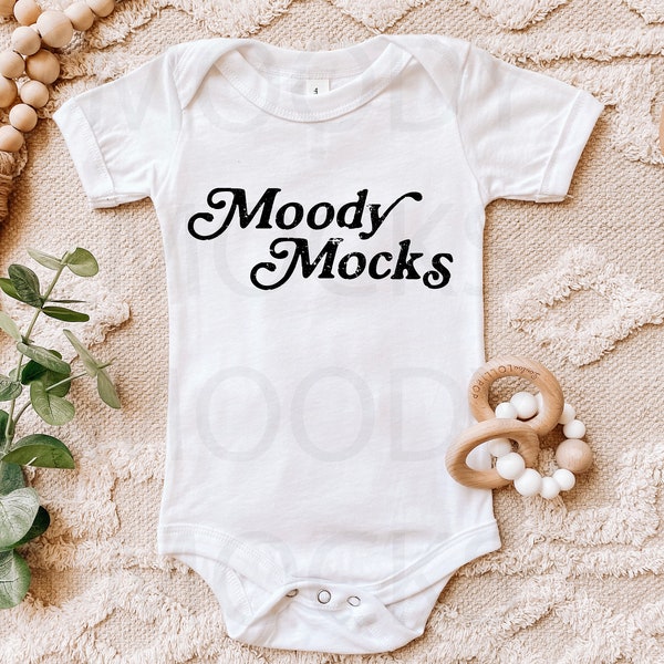 Bella Canvas 100B Baby Mockup | Bella Canvas White Infant Bodysuit Mockup | Flat Lay Mockup