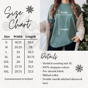 Comfort Colors クリスマス サイズ表と洗濯指示書バンドル | Comfort Colors 1717 サイズ表 | サイズ表 | サイズ表テンプレート