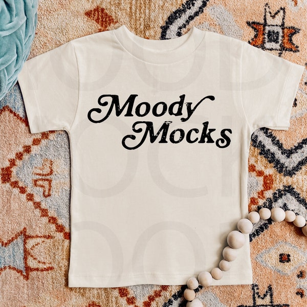 Bella Canvas 3001T Toddler Shirt Mockup | Bella Canvas Natural Toddler Tshirt | Flat Lay Mockup | Moody Mocks