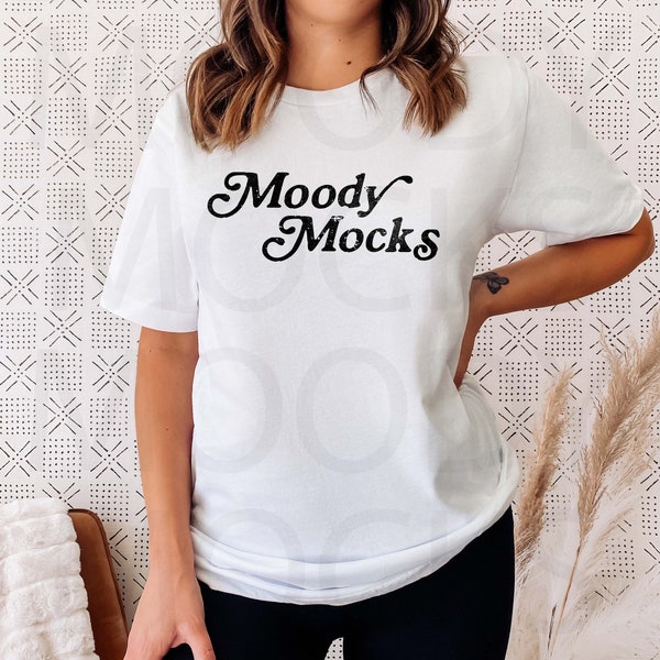American Apparel 2001 Tshirt Mockup | American Apparel 2001W Unisex Jersey White T-Shirt Mockup | Boho Mockup | Model Mockup | Moody Mocks