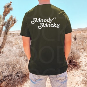 Bella Canvas 3001 Mockup | Bella Canvas Olive Shirt Mockup | Mens Model Mockup | Moody Mocks