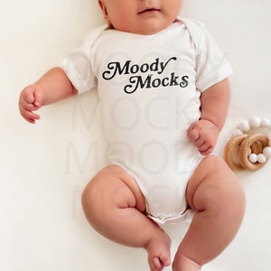 Bella Canvas 100B Baby Mockup | Bella Canvas White Infant Bodysuit Mockup | Baby Model Mockup | Short Sleeve Baby Mockup