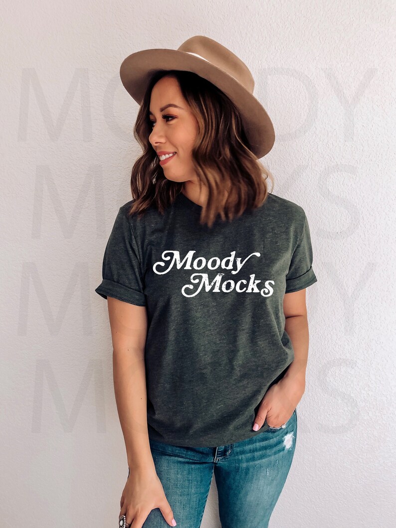 Download Bella Canvas 3001 Mockup Bella Canvas Heather Forest Shirt ...