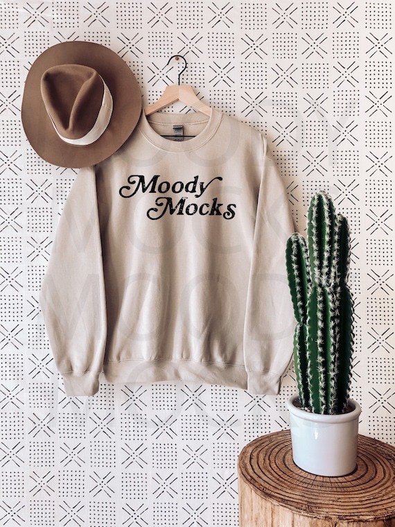 Download Gildan 18000 Mockup Gildan Sand Sweatshirt Mockup Etsy