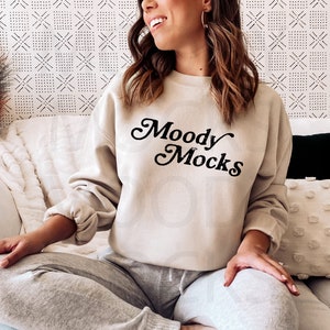 Gildan 18000 Sweatshirt Mockup | Christmas Mockup | Gildan Sand Sweatshirt G180 Mockup | Model Mockup | Moody Mocks