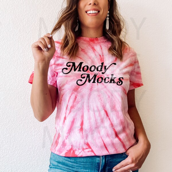 Gildan 5000 Tie Dye Shirt Mockup | Gildan 5000 Cyclone Coral Tie Dye Shirt Mockup | Tshirt Model Mockup | Moody Mocks