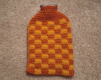 Pattern Only/ Crochet Checkered Hot Water Bottle Cover/Crochet Heating Pad Cover/DIY Pattern/Heating Pad Cover/Hot Water Bottle Bag