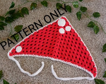 PATTERN ONLY* Mushroom Bandana Pattern, Crochet Bandana Pattern, Cottage Core, Mushroom, Forest Elf, Summer Bandana, Create Your Own Bandana