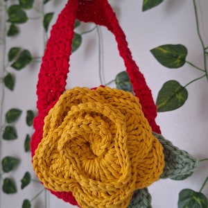 Crochet Rose Side Bag Pattern, Crochet Patterns, Step By Step Crochet Pattern, Intermediate Crochet Pattern