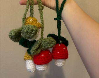 Crochet Mushroom Car Rearview Mirror Hanging