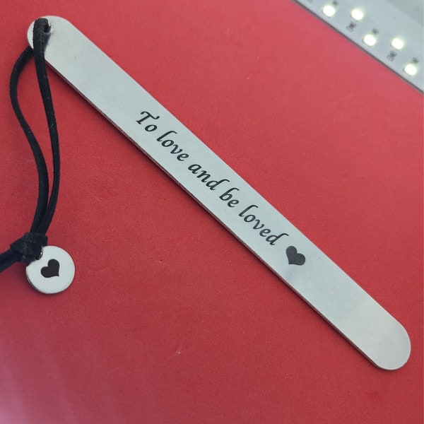 Personalized Bookmark with Suede Ribbon, Engraved Metal Bookmark,Custom Bookmark Engraving,Personalized Book Lover Gift,To Love and Be Loved