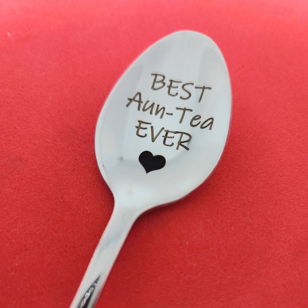 Engraved Best Aunt Spoon, Personalized Coffee Utensil, Custom Stainless Steel Cutlery, Fun Tea Spoon, Gift for Auntie, Tea Lover Gift