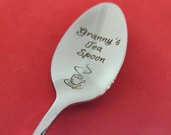 Engraved Granny's Tea Spoon, Personalized Coffee Spoon for Grandma, Custom Stainless Steel Cutlery, Grandmother Gift,Mother's Day Spoon Gift