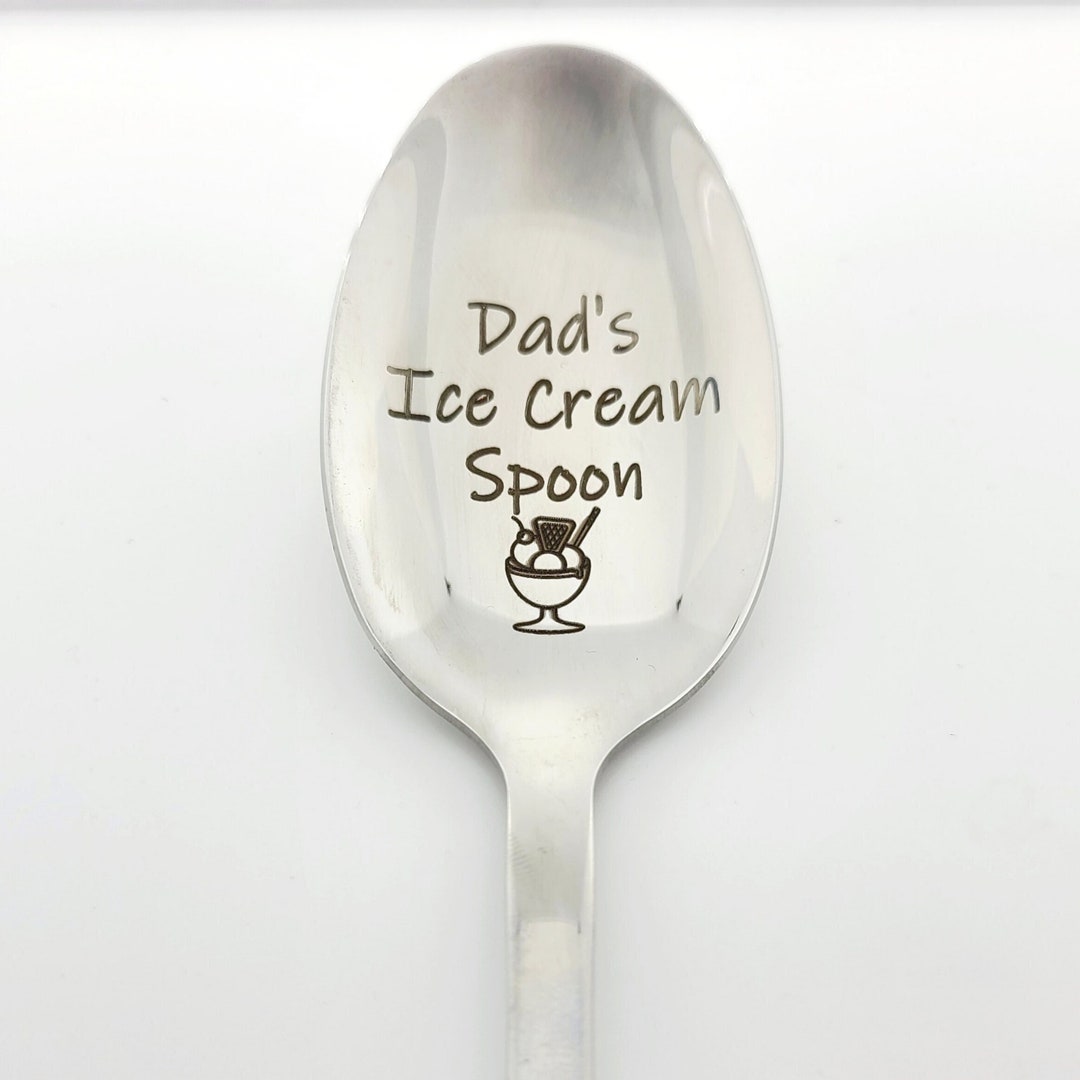 Engraved Dad's Ice Cream Spoon, Personalized Large Spoon for Papa