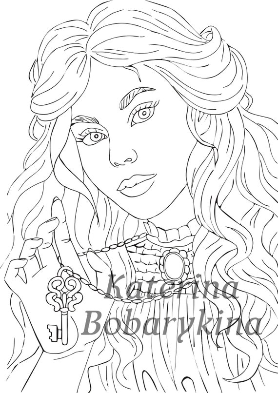 line art a look through time woman portrait katerina bobarykina printable digital hand drawn adult coloring page art collectibles digital lifepharmafze com