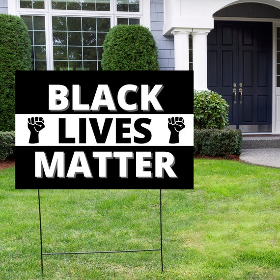 Black Lives Matter Fist Symbol Yard Sign With Stand - Road Sign Style For Solidarity 2 thumbnail image