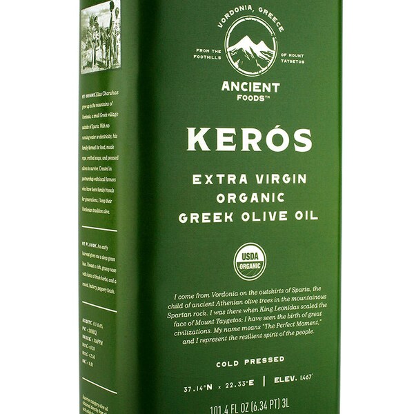 KERÓS USDA Organic Extra Virgin Greek Olive Oil - 3L Tin